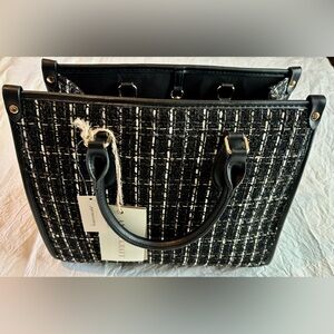 Francesca's Collections Black and White Tweed Tote